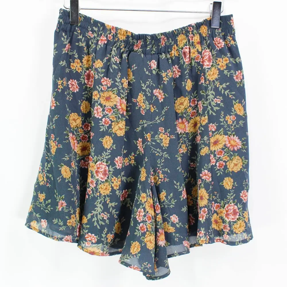 EXPRESS Blue Vintage 1990s Floral Lined Mini Skirt - Picture 7 of 10